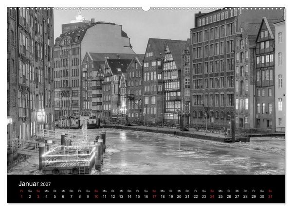 Produktbild: Hamburg monochrome Impressionen (Wandkalender 2027 DIN A2 quer), CALVENDO Monatskalender