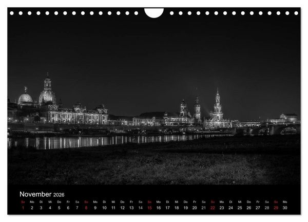 Produktbild: Dresden - Elbflorenz bei Nacht (Wandkalender 2026 DIN A4 quer), CALVENDO Monatskalender