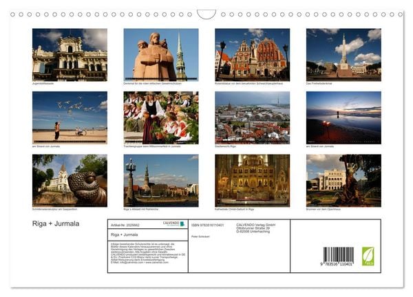 Produktbild: Riga + Jurmala (Wandkalender 2026 DIN A3 quer), CALVENDO Monatskalender