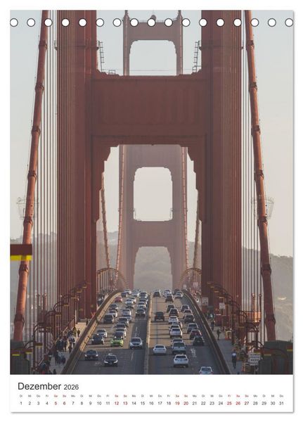 Produktbild: San Francisco - Cable Cars, Golden Gate Bridge und Lombard Street (Tischkalender 2026 DIN A5 hoch), CALVENDO Monatskalender