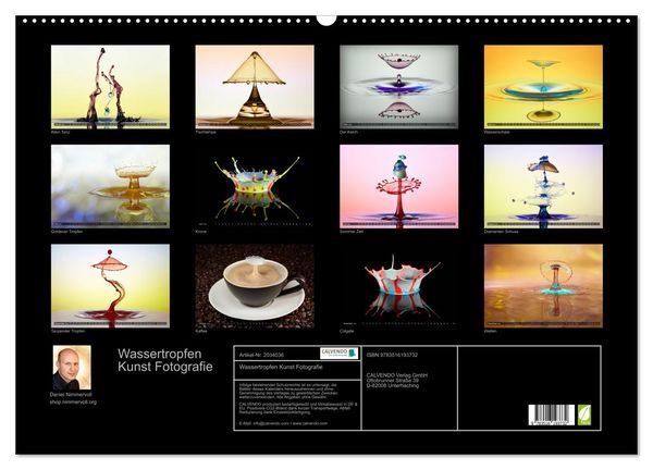 Produktbild: Wassertropfen Kunst Fotografie (Wandkalender 2026 DIN A2 quer), CALVENDO Monatskalender