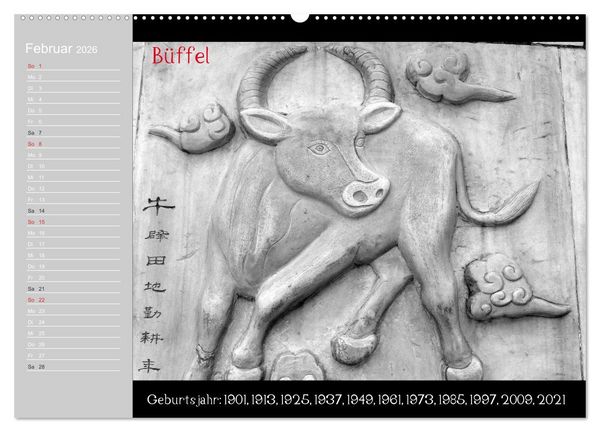 Produktbild: Das Chinesische Horoskop / Geburtstagskalender (Wandkalender 2026 DIN A2 quer), CALVENDO Monatskalender