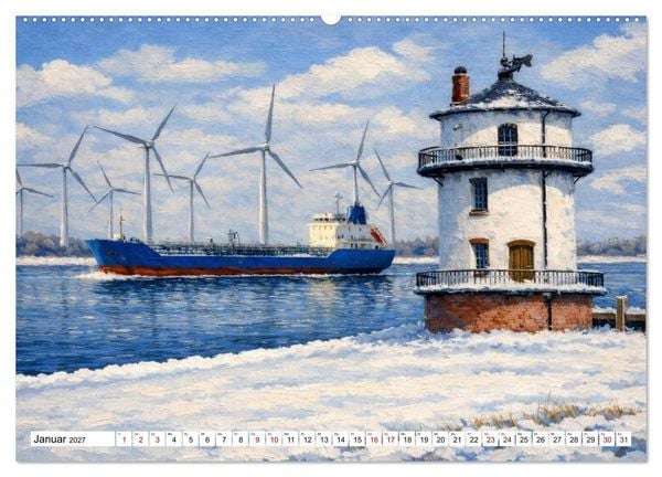 Produktbild: Leuchtt&uuml;rme an der Elbe - von Hamburg bis zur Elbm&uuml;ndung (hochwertiger Premium Wandkalender 2027 DIN A2 quer), Kunstdruck in Hochglanz