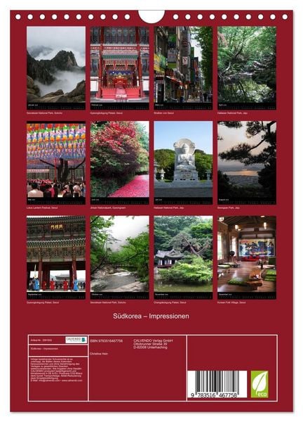 Produktbild: S&uuml;dkorea &ndash; Impressionen (Wandkalender 2026 DIN A4 hoch), CALVENDO Monatskalender