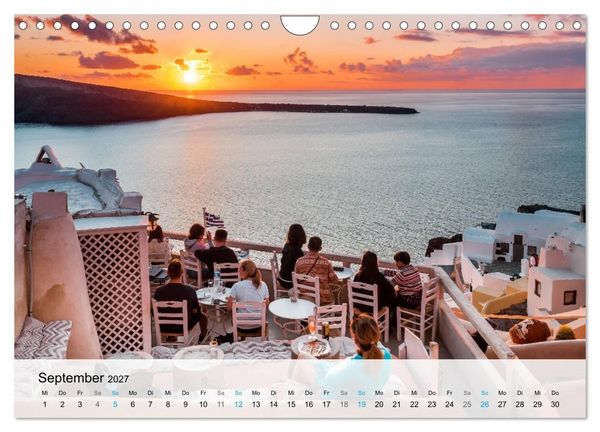 Produktbild: Oia Santorini - Bilderbuch-Dorf von Griechenland (Wandkalender 2027 DIN A4 quer), CALVENDO Monatskalender