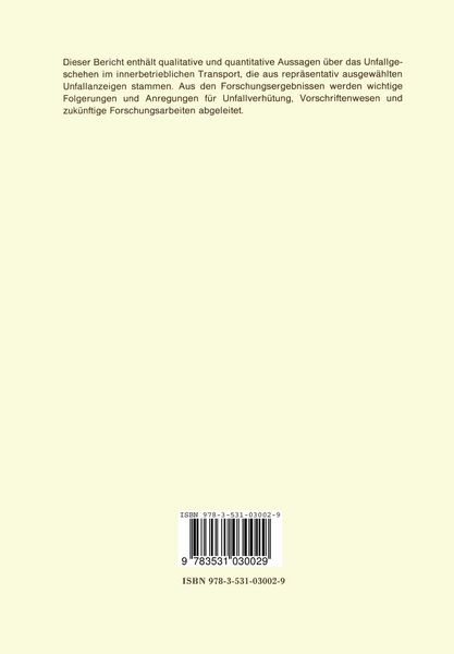 Produktbild: Ermittlung und Analyse von Unfallschwerpunkten im innerbetrieblichen Transport
