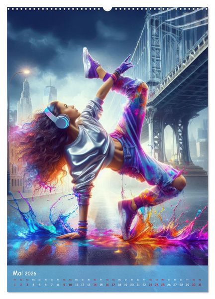Produktbild: Rhythmus in Farben - Dynamische Hip-Hop-T&auml;nzer (hochwertiger Premium Wandkalender 2026 DIN A2 hoch), Kunstdruck in Hochglanz