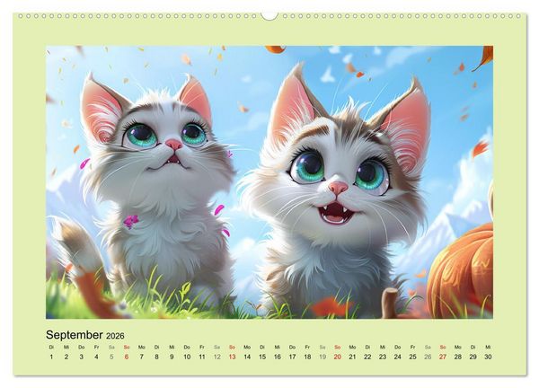 Produktbild: Katzen-Paradies. Entz&uuml;ckende Cartoon-K&auml;tzchen zum verlieben (Wandkalender 2026 DIN A2 quer), CALVENDO Monatskalender