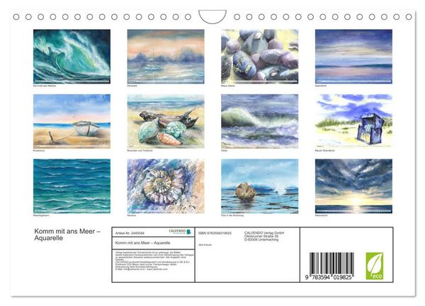 Produktbild: Komm mit ans Meer &ndash; Aquarelle (Wandkalender 2027 DIN A4 quer), CALVENDO Monatskalender