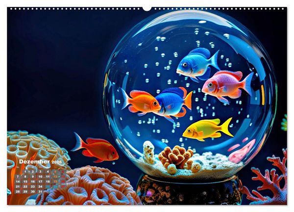 Produktbild: Aquarium in einer Glaskugel (hochwertiger Premium Wandkalender 2026 DIN A2 quer), Kunstdruck in Hochglanz