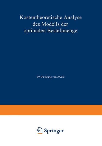 Produktbild: Kostentheoretische Analyse des Modells der optimalen Bestellmenge