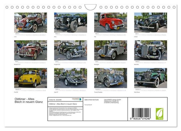 Produktbild: Oldtimer - Altes Blech in neuem Glanz (Wandkalender 2026 DIN A4 quer), CALVENDO Monatskalender