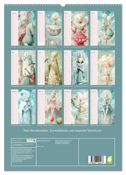 Produktbild: Tarot Wunderwelten. Surrealistische und magische Tarot-Kunst (hochwertiger Premium Wandkalender 2026 DIN A2 hoch), Kunstdruck in Hochglanz