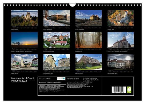 Produktbild: Monuments of Czech Republic 2026 (Wall Calendar 2026 DIN A3 landscape), CALVENDO 12 Month Wall Calendar