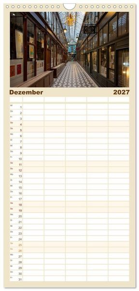 Produktbild: Familienplaner 2027 - Verborgene Passagen von Paris mit 5 Spalten (Wandkalender, 21 x 45 cm) CALVENDO