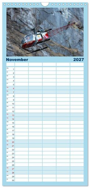 Produktbild: Familienplaner 2027 - Helikopter in der Luft mit 5 Spalten (Wandkalender, 21 x 45 cm) CALVENDO