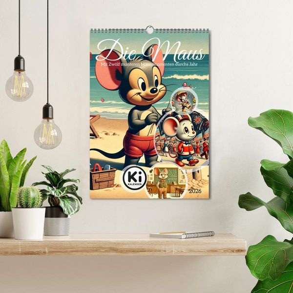 Produktbild: Die Maus - Mit Zw&ouml;lf munteren M&auml;usemomenten durchs Jahr (Wandkalender 2026 DIN A3 hoch), CALVENDO Monatskalender