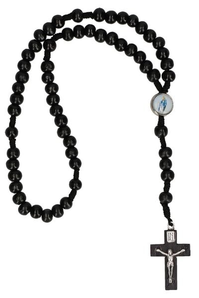 Produktbild: Rosenkranz mit schwarze Holzperlen, gekn&uuml;pft