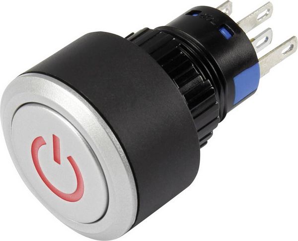 Produktbild: TRU COMPONENTS 1303029 LAS1-AWY-11T/R/12V/P Drucktaster 250 V/AC 3 A 1 x Aus/(Ein) tastend Rot IP65 1 St.