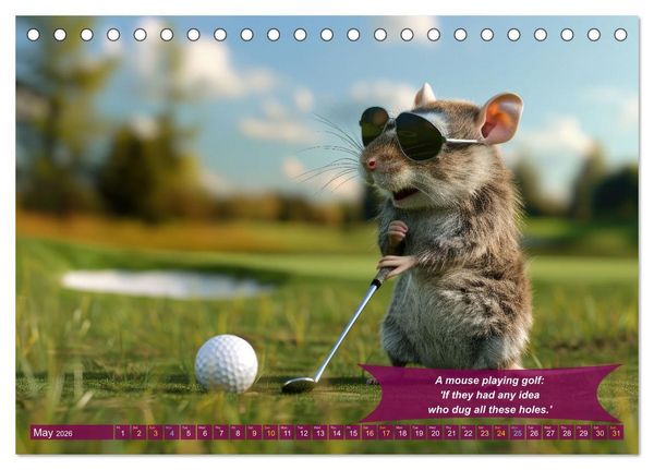 Produktbild: Funny charming animals as golf players (Desk Calendar 2026 DIN A5 landscape), CALVENDO 12 Month DeskCalendar
