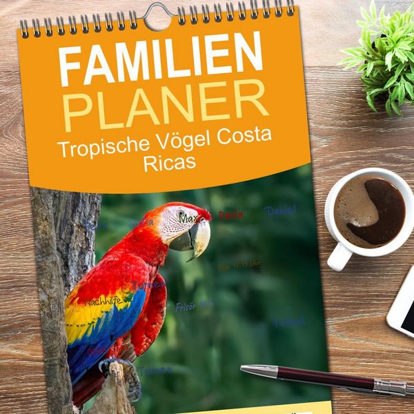 Produktbild: Familienplaner 2026 - Tropische V&ouml;gel Costa Ricas mit 5 Spalten (Wandkalender, 21 x 45 cm) CALVENDO