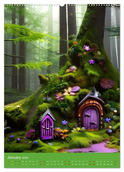 Produktbild: Tiny Fairy Havens (High Quality Premium Wall Calendar 2026 DIN A2 portrait),CALVENDO 12 Month Wall Calendar