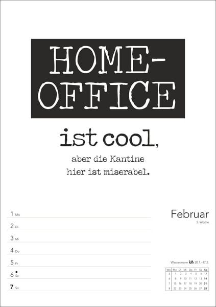 Produktbild: Typo-Spr&uuml;che-Kalender s/w Wochenplaner 2027 - mit 53 witzigen Spr&uuml;chen