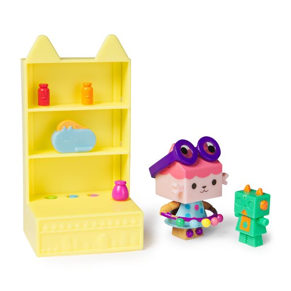 Produktbild: Gabby’s Dollhouse, Bobble Kitty Möbel Pack von Baby Box, Katzen-Figur mit Puppenhausmöbeln und Zubehörteilen