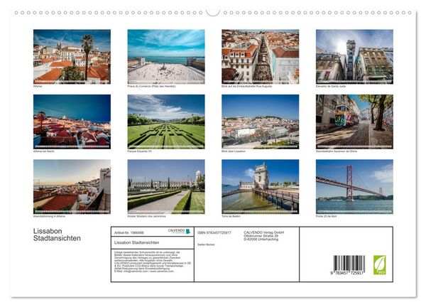 Produktbild: Lissabon Stadtansichten (hochwertiger Premium Wandkalender 2026 DIN A2 quer), Kunstdruck in Hochglanz