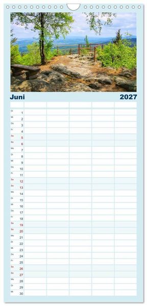 Produktbild: Familienplaner 2027 - Zittauer Gebirge - Deutschlands kleinstes Mittelgebirge mit 5 Spalten (Wandkalender, 21 x 45 cm) CALVENDO