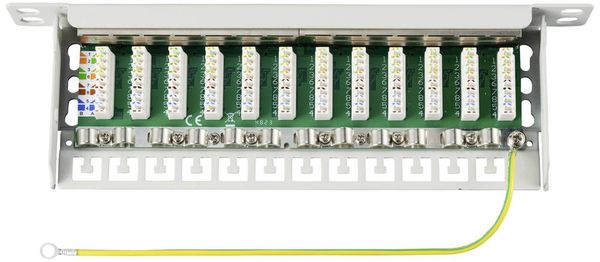 Produktbild: Renkforce RF-4996628 12 Port Patch-Panel 254mm (10") CAT 6a 0.5 HE Grau Best&uuml;ckt