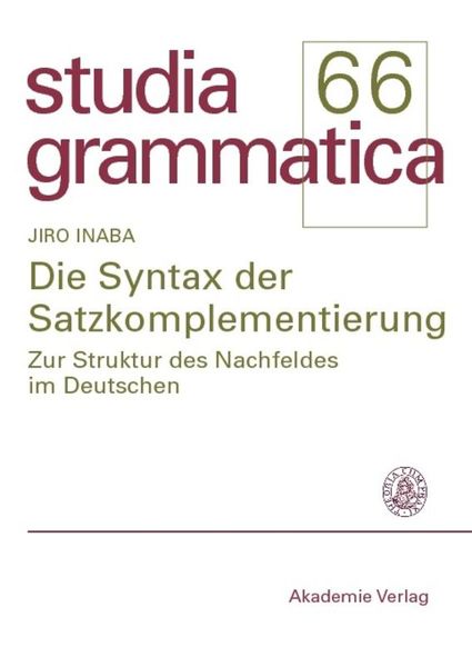 Produktbild: Die Syntax der Satzkomplementierung