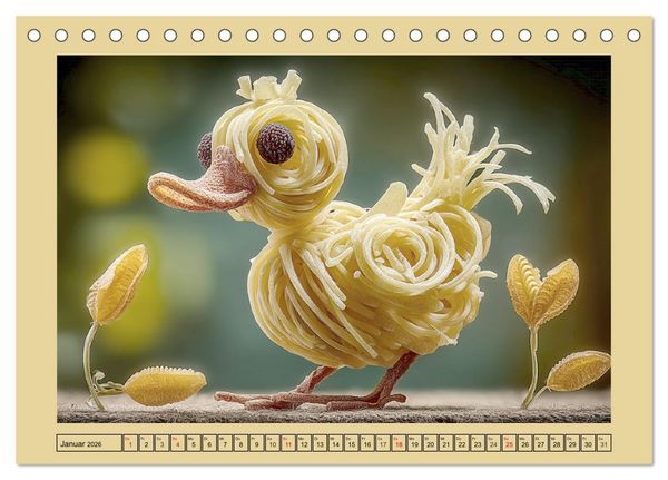 Produktbild: Auf dem Nudelhof. Spaghetti-Tiere zum Schmunzeln (Tischkalender 2026 DIN A5 quer), CALVENDO Monatskalender