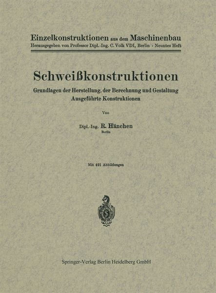 Schweißkonstruktionen, Taschenbuch von R. Hänchen, Springer Berlin, 9783662017425