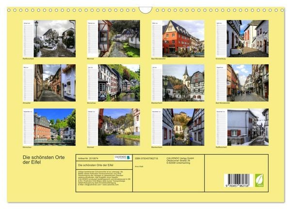Produktbild: Die sch&ouml;nsten Orte der Eifel (Wandkalender 2026 DIN A3 quer), CALVENDO Monatskalender