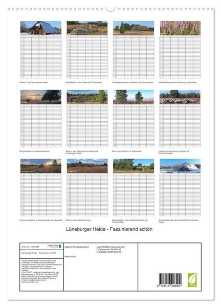 Produktbild: L&uuml;neburger Heide - Faszinierend sch&ouml;n (hochwertiger Premium Wandkalender 2026 DIN A2 hoch), Kunstdruck in Hochglanz