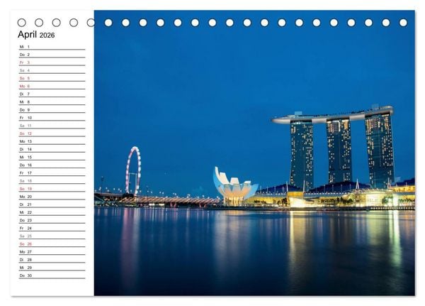 Produktbild: Singapur - Die Farben der Nacht (Tischkalender 2026 DIN A5 quer), CALVENDO Monatskalender