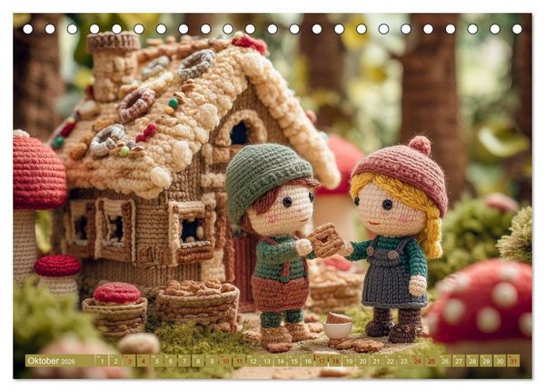 Produktbild: Amigurumi M&auml;rchenstunde nach den Gebr&uuml;dern Grimm (Tischkalender 2026 DIN A5 quer), CALVENDO Monatskalender