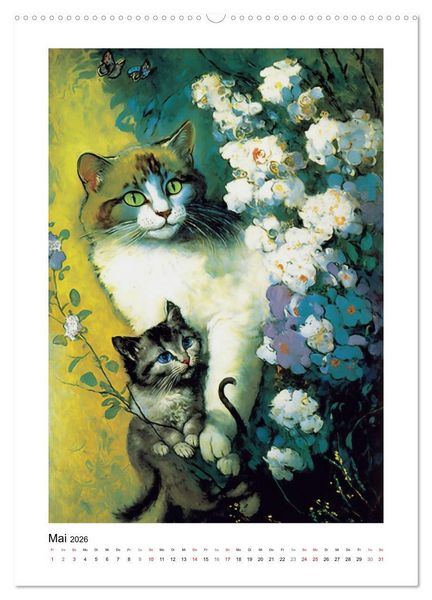 Produktbild: Katzengem&auml;lde (hochwertiger Premium Wandkalender 2026 DIN A2 hoch), Kunstdruck in Hochglanz