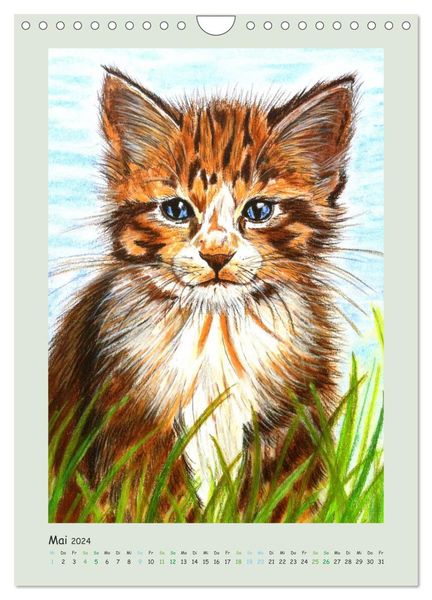 PortraiTierART Samtpfötchen (Wandkalender 2024 DIN A4 hoch), CALVENDO Monatskalender