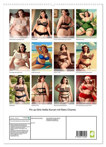 Produktbild: Pin up Girls Hei&szlig;e Kurven mit Retro Charme (hochwertiger Premium Wandkalender 2026 DIN A2 hoch), Kunstdruck in Hochglanz