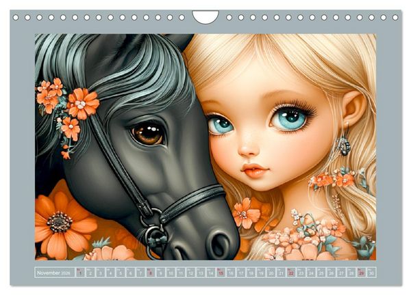 Produktbild: Vertr&auml;umte M&auml;dchen. Tiere, Blumen, Liebe. (Wandkalender 2026 DIN A4 quer), CALVENDO Monatskalender