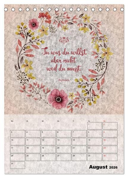 Produktbild: Lebensweisheiten zum Reflektieren (Tischkalender 2026 DIN A5 hoch), CALVENDO Monatskalender