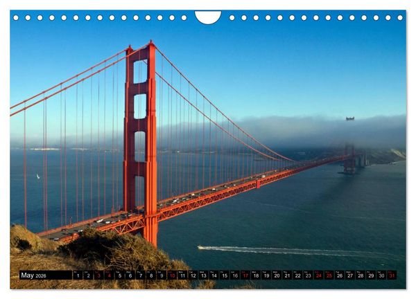 Produktbild: GOLDEN GATE BRIDGE Fascinating San Francisco (Wall Calendar 2026 DIN A4 landscape), CALVENDO 12 Month Wall Calendar