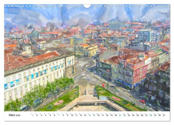 Produktbild: Porto - Ansichten in Aquarell (Wandkalender 2026 DIN A3 quer), CALVENDO Monatskalender