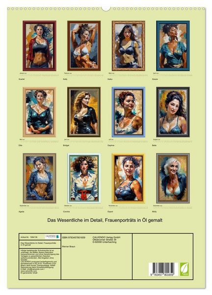 Produktbild: Das Wesentliche im Detail, Frauenportr&auml;ts in &Ouml;l gemalt (hochwertiger Premium Wandkalender 2026 DIN A2 hoch), Kunstdruck in Hochglanz