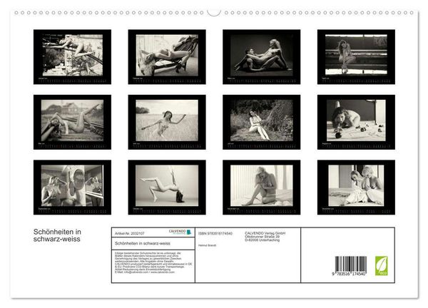Produktbild: Sch&ouml;nheiten in schwarz-weiss (hochwertiger Premium Wandkalender 2026 DIN A2 quer), Kunstdruck in Hochglanz