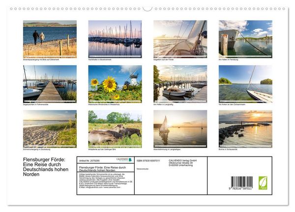 Produktbild: Flensburger F&ouml;rde: Eine Reise durch Deutschlands hohen Norden (hochwertiger Premium Wandkalender 2026 DIN A2 quer), Kunstdruck in Hochglanz