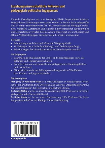 Produktbild: Erziehungswissenschaftliche Reflexion und p&auml;dagogisch-politisches Engagement