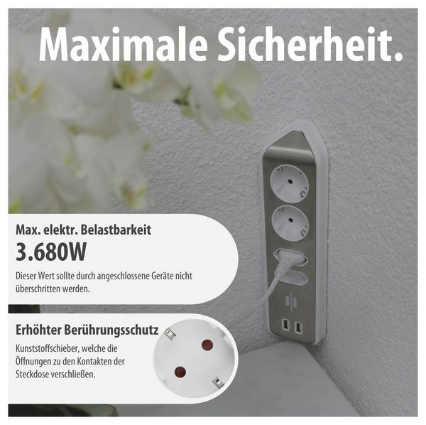 Produktbild: Brennenstuhl 1153590420 Tischsteckdose 1 St&uuml;ck Silber, Wei&szlig; Schutzkontakt 1St.